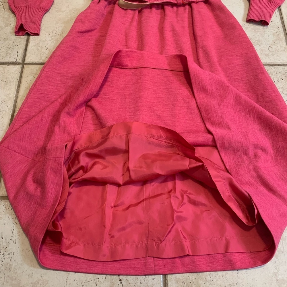 Vintage 70s/80s Ciao Ltd. Pure Wool Sweater Dress with Belt & Scarf - Size 12 - Picture 3 of 11